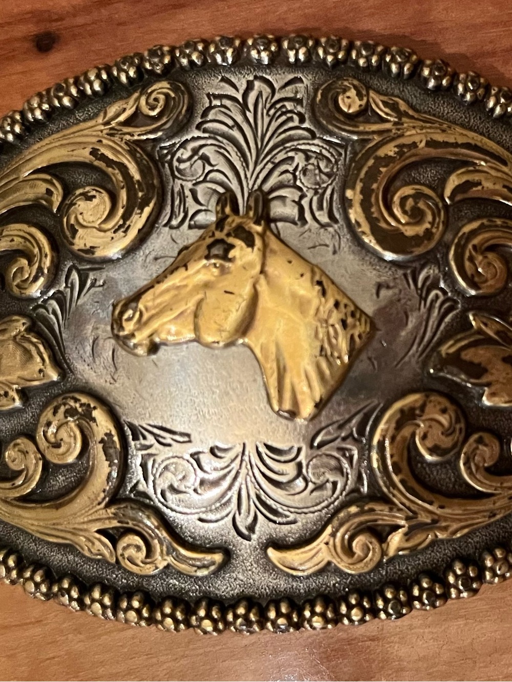 Nocona Gold and Silver Oval Belt Buckle